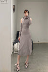 marc le bihan turtleneck dress 21962 E23 granit granite